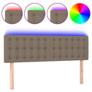 sengegavl med LED-lys 144x5x78/88 cm stof gråbrun