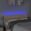 sengegavl med LED-lys 144x5x78/88 cm stof cremefarvet