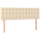 sengegavl med LED-lys 144x5x78/88 cm stof cremefarvet