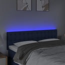 sengegavl med LED-lys 144x5x78/88 cm stof blå