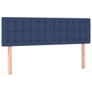 sengegavl med LED-lys 144x5x78/88 cm stof blå