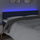 sengegavl med LED-lys 160x5x78/88 cm stof blå