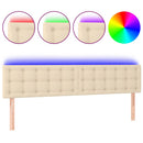 sengegavl med LED-lys 180x5x78/88 cm stof cremefarvet