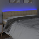 sengegavl med LED-lys 180x5x78/88 cm stof cremefarvet
