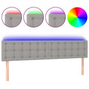 sengegavl med LED-lys 200x5x78/88 cm stof lysegrå