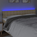 sengegavl med LED-lys 200x5x78/88 cm stof cremefarvet