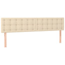 sengegavl med LED-lys 200x5x78/88 cm stof cremefarvet