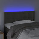 sengegavl med LED-lys 80x5x78/88 cm velour mørkegrå
