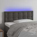 sengegavl med LED-lys 90x5x78/88 cm fløjl mørkegrå