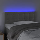 sengegavl med LED-lys 100x5x78/88 cm fløjl lysegrå