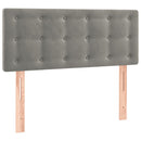 sengegavl med LED-lys 100x5x78/88 cm fløjl lysegrå