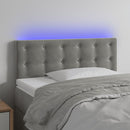 sengegavl med LED-lys 100x5x78/88 cm fløjl lysegrå