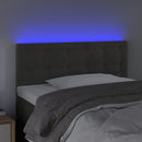 sengegavl med LED-lys 100x5x78/88 cm fløjl mørkegrå