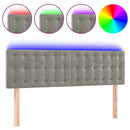 sengegavl med LED-lys 144x5x78/88 cm fløjl lysegrå