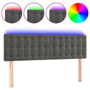 sengegavl med LED-lys 144x5x78/88 cm fløjl mørkegrå