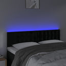 sengegavl med LED-lys 144x5x78/88 cm fløjl sort