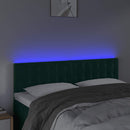 sengegavl med LED-lys 144x5x78/88 cm fløjl mørkegrøn