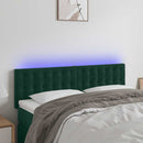sengegavl med LED-lys 144x5x78/88 cm fløjl mørkegrøn