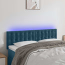 sengegavl med LED-lys 144x5x78/88 cm fløjl mørkeblå