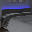 sengegavl med LED-lys 160x5x78/88 cm velour mørkegrå