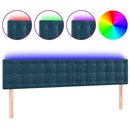 sengegavl med LED-lys 160x5x78/88 cm fløjl mørkeblå