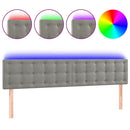sengegavl med LED-lys 180x5x78/88 cm velour lysegrå