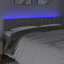 sengegavl med LED-lys 180x5x78/88 cm velour lysegrå