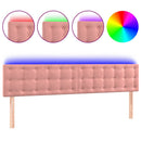sengegavl med LED-lys 200x5x78/88 cm velour lyserød