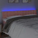 sengegavl med LED-lys 200x5x78/88 cm velour lyserød