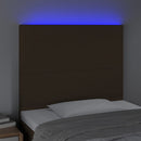 sengegavl med LED-lys 80x5x118/128 cm stof mørkebrun