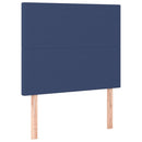 sengegavl med LED-lys 80x5x118/128 cm stof blå