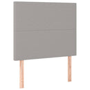 sengegavl med LED-lys 100x5x118/128 cm stof lysegrå