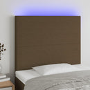 sengegavl med LED-lys 100x5x118/128 cm stof mørkebrun