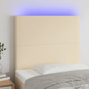 sengegavl med LED-lys 100x5x118/128 cm stof cremefarvet