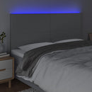 sengegavl med LED-lys 160x5x118/128 cm stof lysegrå