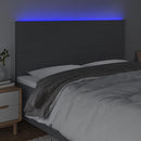 sengegavl med LED-lys 160x5x118/128 cm stof mørkegrå