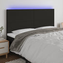sengegavl med LED-lys 160x5x118/128 cm stof sort