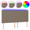 sengegavl med LED-lys 160x5x118/128 cm stof gråbrun