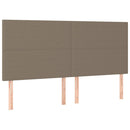 sengegavl med LED-lys 160x5x118/128 cm stof gråbrun