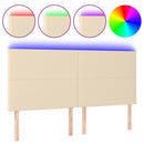 sengegavl med LED-lys 160x5x118/128 cm stof cremefarvet