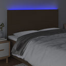 sengegavl med LED-lys 180x5x118/128 cm stof mørkebrun