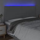 sengegavl med LED-lys 200x5x118/128 cm stof lysegrå