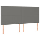 sengegavl med LED-lys 200x5x118/128 cm stof mørkegrå