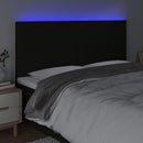 sengegavl med LED-lys 200x5x118/128 cm stof sort