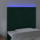sengegavl med LED-lys 80x5x118/128 cm fløjl mørkegrøn
