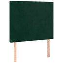 sengegavl med LED-lys 80x5x118/128 cm fløjl mørkegrøn