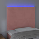 sengegavl med LED-lys 80x5x118/128 cm fløjl lyserød