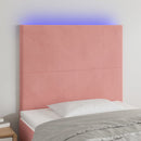 sengegavl med LED-lys 80x5x118/128 cm fløjl lyserød