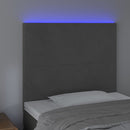 sengegavl med LED-lys 90x5x118/128 cm fløjl mørkegrå