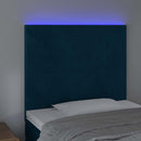 sengegavl med LED-lys 90x5x118/128 cm fløjl mørkeblå